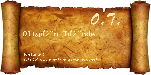 Oltyán Tünde névjegykártya